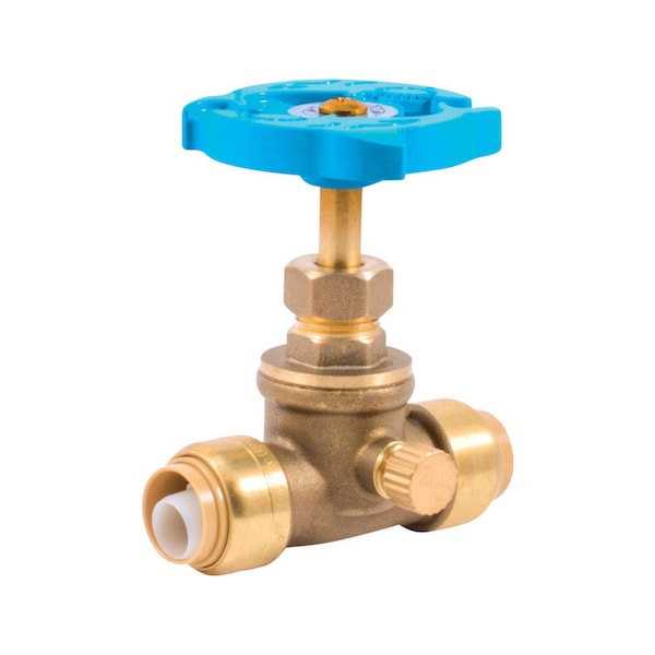 Sharkbite SharkBite 1/2 in. PTC X 1/2 in. Brass Stop Valve with Drain 24634LF - main